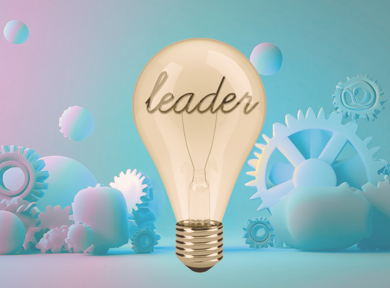 Lightbulb with the word leader as filament